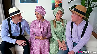 Amish Stepmoms Share A Big Cock For Deepthroat And Cowgirl Sex