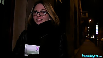 French Beauty With Glasses Receives Public Stairwell Pounding