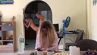 Mom Watches As Stepdad Fucks Naughty Stepdaughter In The Kitchen