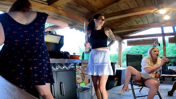 Leon Lambert'S Gorgeous Women In Skirts And Bras Enjoy An Outdoor Bbq Party