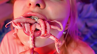 Arya Grander'S Unique Fetish: Chewing And Lapping Octopus